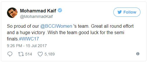 Mohammad kaif congratulated Indian Women Cricket Team 